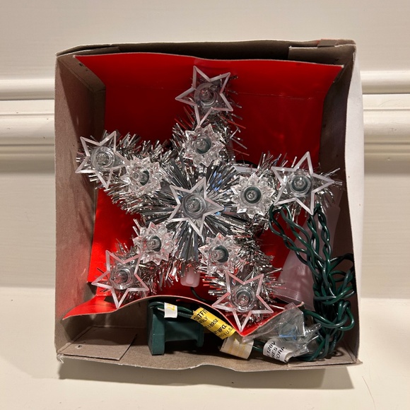 Vintage 11 Light Tree Top Tinsel Star - Picture 2 of 7